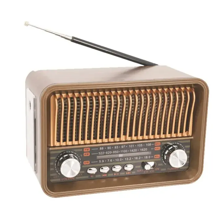 Radio Vintage HR-29BT Marron Nuevo ,ENVIO 24H, Radio FM AM SW portátil, Radios Vintage multibanda, altavoz inalámbrico Bluetooth con linterna LED, compatible con tarjeta TF, disco U AUX - 1