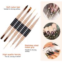 Set Profesional De Pinceles Para Uñas 5pcs Doble Finalizaci\u00f3n Para Líneas Largas Y Detallado De Uñas Línea Fina De Cobre - details 1