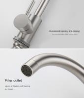 Grifo De Cocina De Acero Inoxidable 304 Con Mangue Flexible Para Agua Caliente Y Fría Montaje En Plataforma Manillar Único - details 4