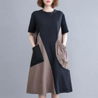 ZANZEA Vestido Corto De Verano Para Mujer Estilo Coreano Colorblock Patchwork Con Bolsillos Grandes Y Manga Corta Moda Casual Vacaciones - details 3