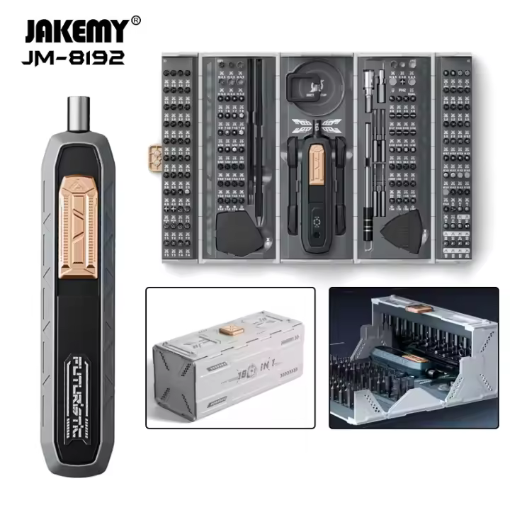 JAKEMY JM-8193 Set De Destornilladores Eléctricos 180 En 1 Mini Estuche Con LED Magnético Torx Hex Profesional Herramientas De Reparación - 1