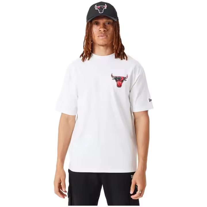 Camiseta de Manga Corta New Era Chicago Bulls para hombre en color blanco - 1