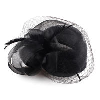Sombrero De Fiesta Elegante En Rojo Sinamay Para Mujer Con Pluma Y Velo Para Boda Iglesia Cóctel Té Sombrero Derby Formal - details 8