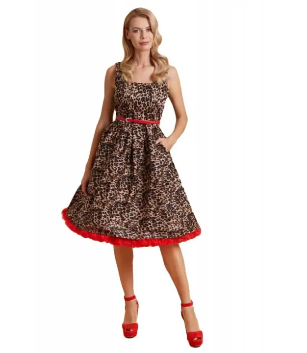 Vestido Retro Amanda Estampado Leopardo Dolly and Dotty V950-TIGER - 1