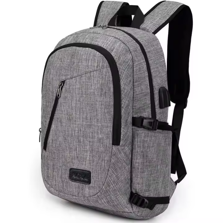 15.6 pulgadas portátil impermeable antirrobo mochila mochila de los hombres (con puerto de carga USB) de negocios mochila ordenador portátil mochila de trabajo de viaje de doble uso bolsa - gris - 1