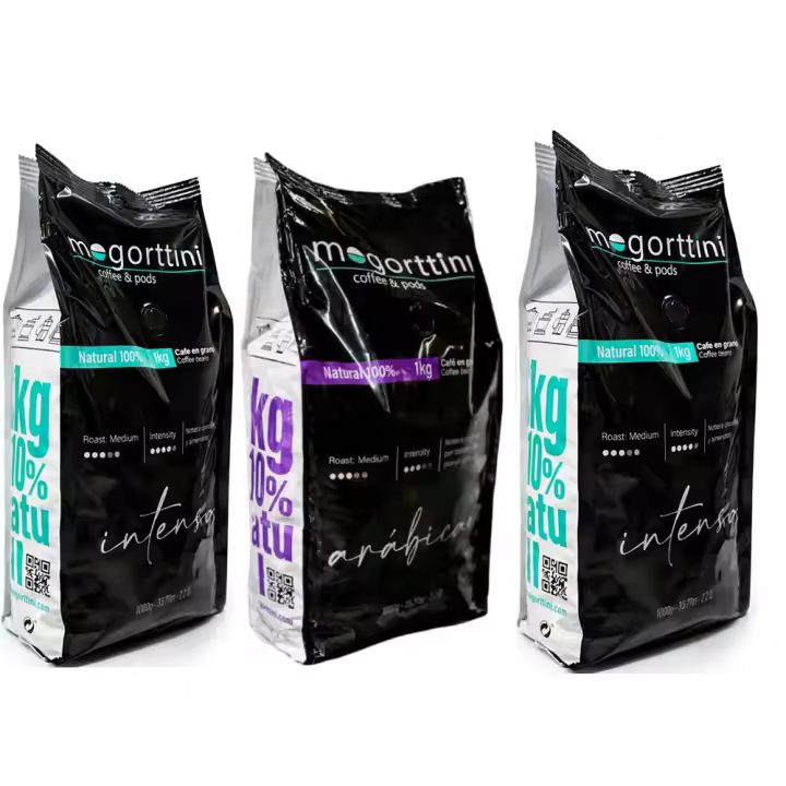 Mogorttini - Pack 3 Kilos Café en Grano, 1 Espresso Selección Arábicas Calidad Superior + 2 Espresso Intenso Natural, Ideal para Profesional, Hostelería y Grandes Consumidores - 1