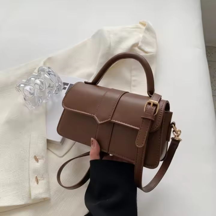 Bolso De Hombro Para Mujer En Cuero PU Moda Cruzado Vintage Bolsos De Malla Cuadrada Bolso De Bocadillo Negro - 1