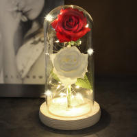 Lámpara De Rosas Rojas En Domos De Vidrio Base De Madera Belleza Y Bestia Regalo De San Valentín Y Navidad Decoración Para El Hogar - details 22