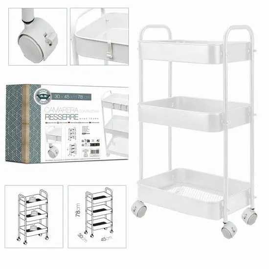 LILI HOME Carrito Camarera de Metal con Ruedas – 3 Bandejas (30 x 45 x 78 cm) es la solución ideal para mantener el orden y facilitar el servicio en cualquier espacio. Gracias a su diseño compacto, robusto y funcional, podrás usarlo tanto en tu hogar com - 1