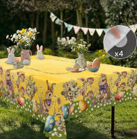 Mantel Redondo De Pascua 1 Polka Dot Con Pintura De Huevo Cuadrado De Tamaño Variado Con Proceso De Enrase En Borde Decoración De Jardín De Primavera Para Uso Diario En Cocina Terraza Decoración De Pascua - details 3