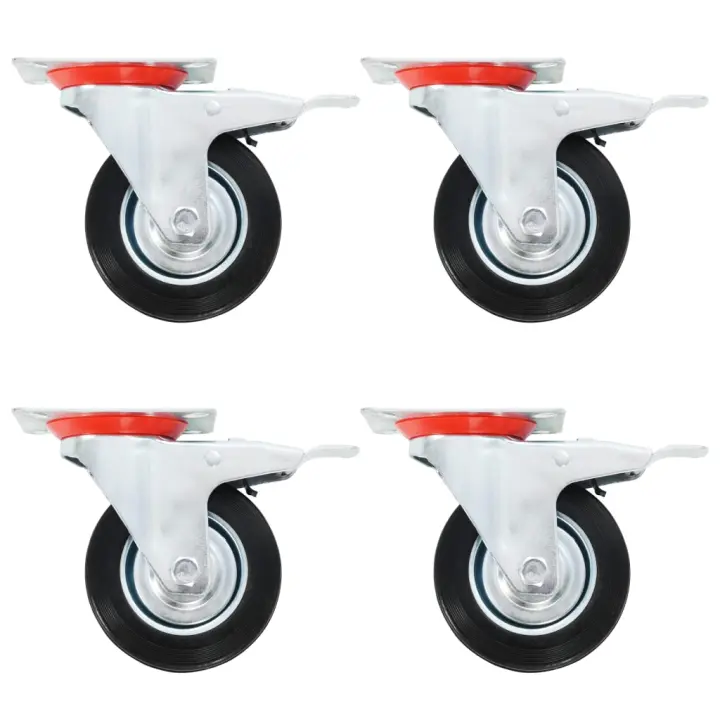 vidaXL Ruedas Giratorias con Frenos Dobles con Diámetro 100mm Materiales Cantidad 4 unidades,  8 unidades,  12 unidades y mas - 1