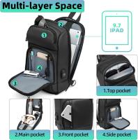 Bandolera Cruzada Hombre Bolso Pecho Grande Impermeable with USB Bolso para Vida Diaria Cycling Caminar Viaje y Trabajar-Negro - details 1