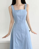 Vestido Largo De Hombros Sin Mangas Estilo Francés Vintage Para Mujer REALEFT Verano 2025 Vestido A-Line Recto Casual De Cuello Cuadrado Midi Zipper - details 10