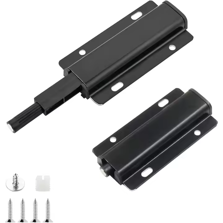 Qrity 2 PCS Cajón de gabinete más cerca, empujar para abrir la puerta capturas armario magnético puerta captura, buffers puerta más cerca de gabinete, negro - 1