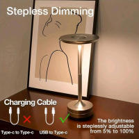 Lámpara De Mesa Recargable Inalámbrica Para Dormitorio Lámpara De Tocar USB-C Creativa Para Camping Y Escritorio Negro Moderno Dimmer - details 4