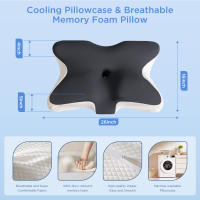 Almohada De Espuma De Memoria Ortopédica 1PC Forma De Mariposa Protección Del Cuello Suave Almohada De Cuidado De Salud Para Adultos - details 1