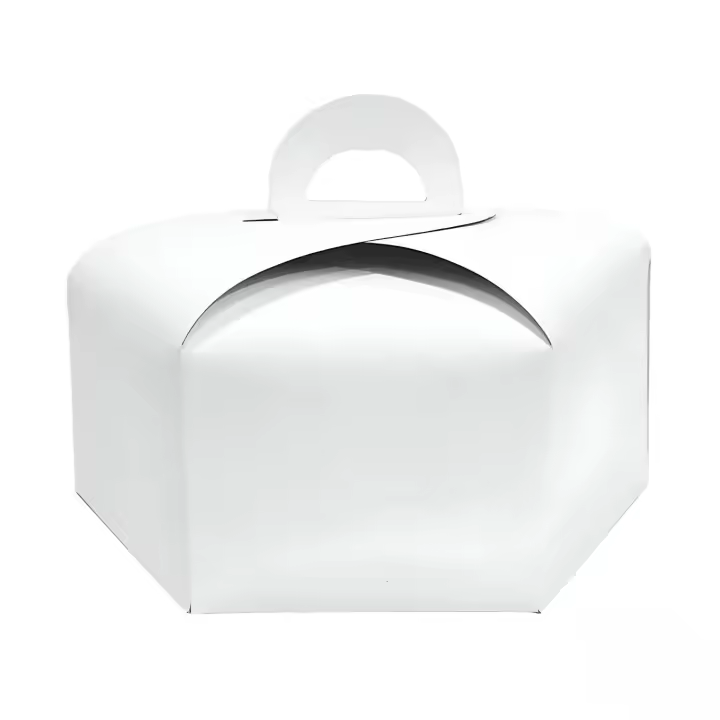 Caja Para Tarta Hexagonal Blanca Con Asa - 30 Cm Ø - 1
