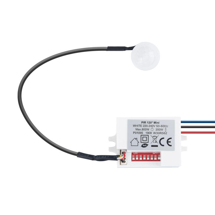 LEDKIA LIGHTING - Detector de Movimiento PIR | Cobertura 120º | Instalación Empotrable/Pared/Techo | Sensibilidad Luminosa Ajustable | Tiempo de Retardo Regulable, 56x34x25 mm, PCB