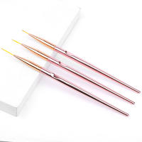 Set De 3 Pinceles De Uñas En Oro Rosa Para Arte De Uñas Con Mango De Metal Línea Delgada Dibujo Boli Herramientas De Manicura Para Diseño De Uñas UV Gel - details 4