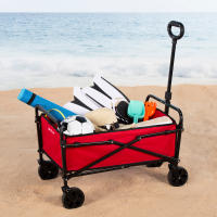 Aktive - Carro transporte plegable, 65x40x48/94 cm, rojo, con 4 ruedas Ø12 cm, capacidad de carga 60 kg, mango ajustable 2 alturas, estructura de acero, tejido poliéster, carrito playa con ruedas, carro transportador - details 2