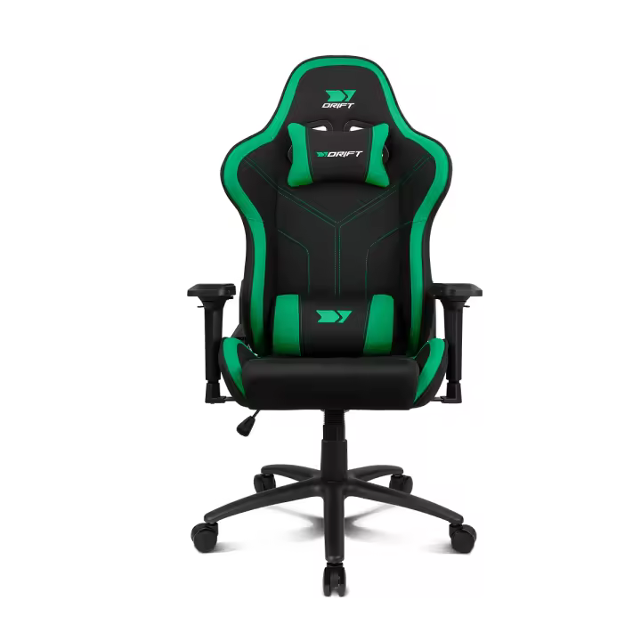 DRIFT GAMING Silla DR110  - Silla Profesional, tejido fabric alta transpriación, reposabrazos 4D, ruedas silenciosas, piston clase 4, inclinación, cojines cervical/lumbar, color Verde - 1