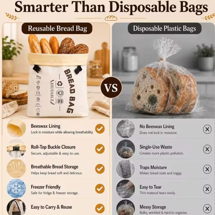 Bobypet - Bolsa de algodón para pan con cera de abeja - 2 unidades - Bolsa reutilizable para conservar la frescura del pan de masa madre XL 43x33 cm - Blanca - 1