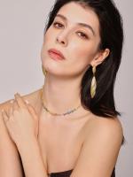 Medieval DE LA vitimia a Rayas pendientes colgantes de Concha Larga temperamento de moda de Maple de Titanium Chapado en oro de 18 Quilates pendientes de alta gama - details 6