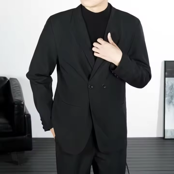 Nueva Chaqueta Elegante Para Hombre En Primavera Y Otoño Traje De Lujo Para Hombres Cierre Frontal De Una Sola Fila Largo Regular Ropa De Vestir - 1