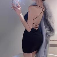 Vestido Bodycon Mini Para Mujer Verano Espalda Descubierta Con Tirantes Finos Y Aros Sexy Para Fiesta Y Club Sin Mangas De Poliéster - details 3