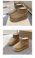 Botas De Nieve Para Mujer 2024 Nuevo Cashmere Y Material Grueso Suave Invierno Botas Cortas Con Talón Grueso Y Interior De Pluma Botines De Mujer - details 8