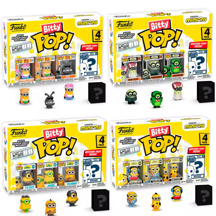 Funko Pack 16 4 packs de 4  Bitty bittys Minions Gru Mi Villano Favorito Despicable Me Bob Jerry Stuart Kyle DAve Kevin Minion Funko Pop Bitties Bittis - 1
