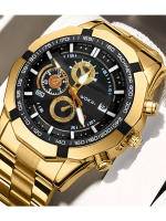Reloj De Cuarzo De Moda Con Dial Mixto De Tres Ojos Y Correa De Acero Para Negocios Estilo Casual Sin Resistencia Al Agua - details 2