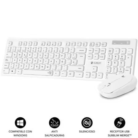 Teclado y Ratón Subblim Combo Business Slim Silencioso Inalámbrico/ Blanco - 1