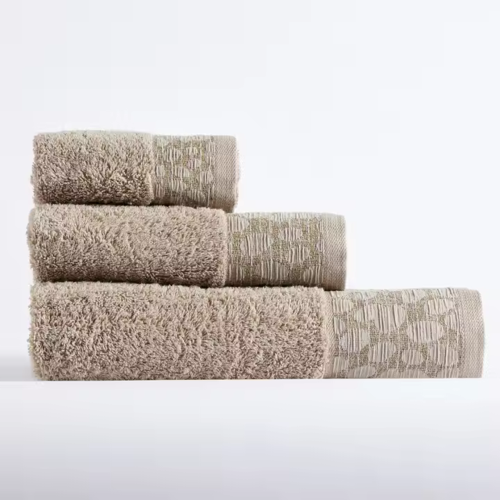 10XDIEZ Juego de toallas 3 Piezas samanta beig - Absorbentes y suaves para uso diario - 1