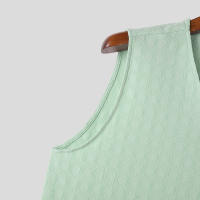 Camiseta De Hombre 2024 INCERUN Color Sólido V-Neck Sin Mangas Estilo Casual Verano Talla S-5XL Ropa De Calle Malla Pura - details 12