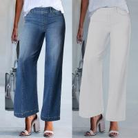 Ropa De Mujer Ropa Interior Ropa Interior De Verano 2024 Jeans Retro Para Mujer Pantalones De Pierna Ancha Casual Denim Azul Blanco - details 0