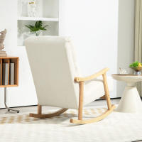 HOMCOM Mecedora de Borreguito Moderna Silla Mecedora con Patas y Reposabrazos de Madera de Haya Respaldo Alto Mecedora para Lactancia Carga 120 kg para Dormitorio Salón Crema - details 3