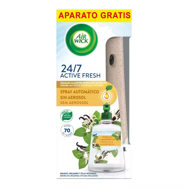AIR WICK Fresh Spray Automatico Sin Aerosol Ambientador para casa con aroma a Vainilla Aparato y Recambio (228ml) - 1
