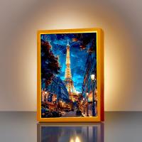 Lámpara De Noche LED En Forma De Luna De París Para Decoración Del Hogar Y Regalos De Navidad Marco De Fotos Con Iluminación De Dibujo De Ciudad Luz Para Mesa Lateral - details 13