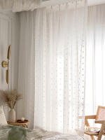 Cortina Blanca Romántica Con Pom Pom Translúcida Para Sala De Estar 1 Pieza Telaraña Sencilla Con Bolitas De Tule Transparente Para Decoración De Ventanas - details 4