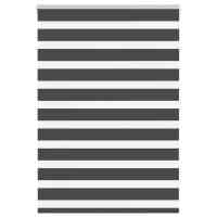 vidaXL Estor cebra negro tejido poliéster en dimensiones 115x100 cm/115x150 cm/115x200 cm y más | protección solar decorativa para ventanas hogar oficina dormitorio fácil de instalar - details 0