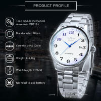 Reloj De Pulsera Métrico Para Hombres Winner Clásico Retro Con Calendario Manos Azules Y Correa De Cuero Acero Inoxidable Automático - details 11