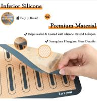 Lazymi Pack de 4 tapetes de silicona antiadherentes para hornear con medida para macarrones, pasteles, pan y pizza, tapete para hornear, tapete de silicona, papel para hornear, lámina para hornear, tapete para masa, mantel individual sin BPA (gris) - details 4