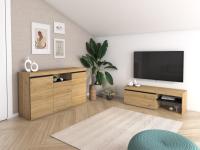 Skraut Home - Set modelo Naturale, para Salón Comedor, Mueble Auxiliar,  Conjunto de muebles compuesto por 1 Buffet y 1 Mueble tv,  fabricados en Melamina color Roble/Negro Nórdico - details 0