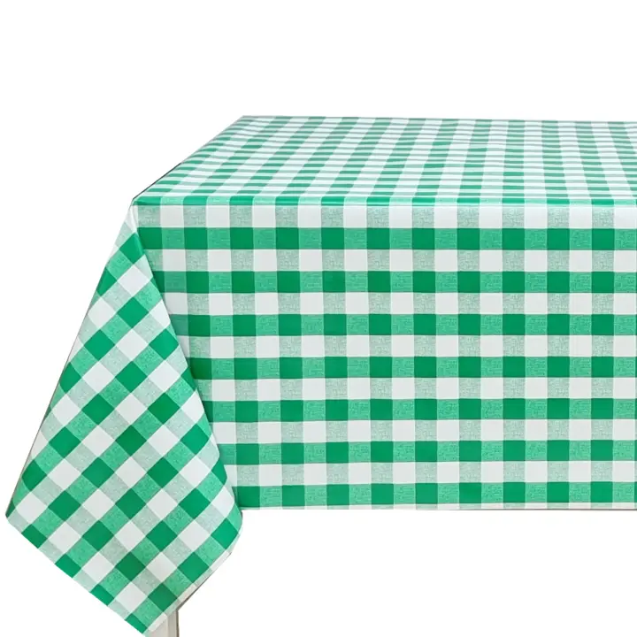 Mantel PVC, Hule, Para mesa rectangular, Impermeable, Fiesta, Primavera, Cuadro Verde, Vicky - 1