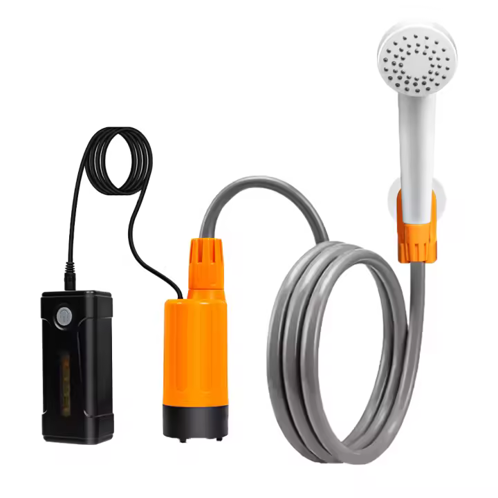 Kit de ducha exterior impermeable IP7 - 2 puestos, puerto de carga magnético, iluminación LED, manguera de 1,8 m - 1
