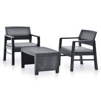 vidaXL Juego de muebles de jardín 3 piezas plástico gris en color Antracita/Blanco | almacenamiento funcional diseño moderno para baño dormitorio sala - details 0