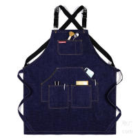 Delantal De Teléfono Denim Para Cocina Restaurante Barbería Chef Barba Y Cabello Café Tienda BBQ Adecuado Para Hombres Y Mujeres - details 3