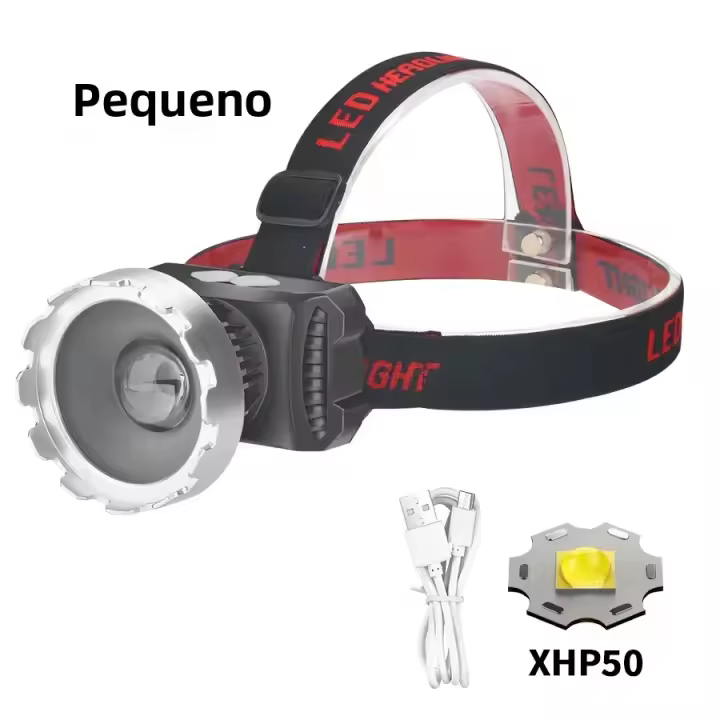 Linterna Frontal LED Portátil Recargable Con Batería 18650 Integrada Para Camping Y Pesca Modos De Iluminación 3 Ángulo De Haz 180° Impermeable - 1