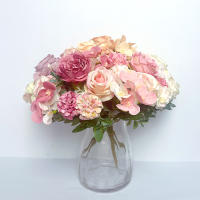 Boucle De Paejas Artificiales De Alta Calidad Con 7 Cabezas Rosa Y Azul Para Decoración De Hogar Bodas Fiestas Plantas Falsas Para El Hogar - details 0